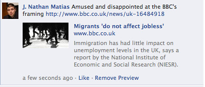 BBC Article's Facebook post