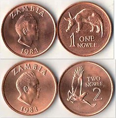 Zambian Ngwee coins