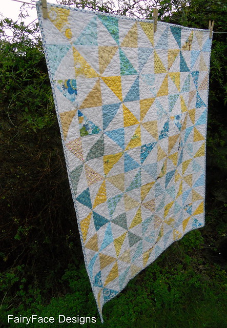 Fresh Pinwheels quilt finished side view