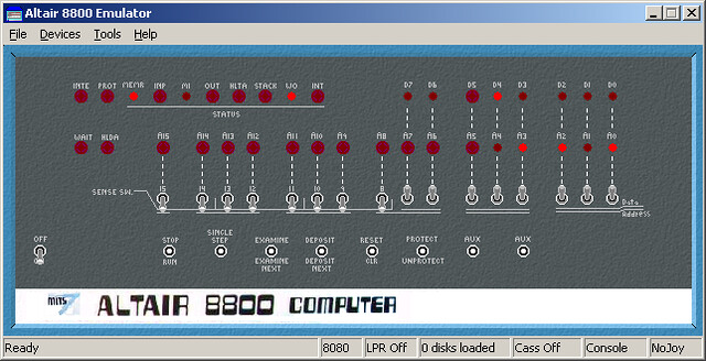 altair32 emulator running steven dompier's music program