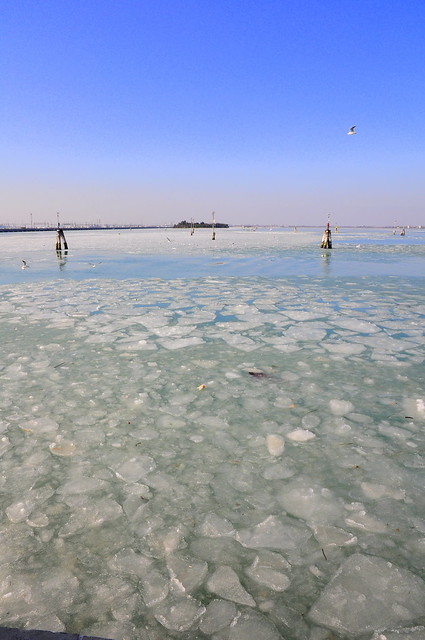 Laguna di Venezia ghiacciata da San Giobbe