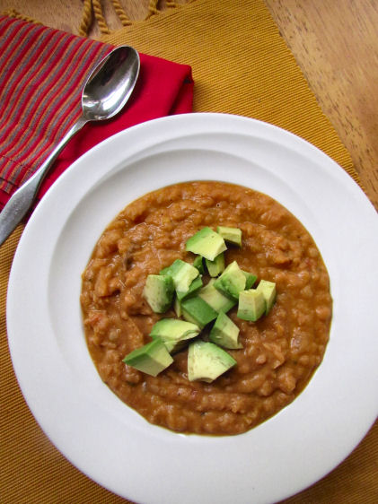 Apricot Lentil Stew with Avocado