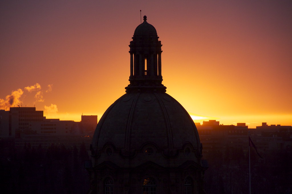 Sunset at Alberta's Legislative Assembly Building - December 13, 2011