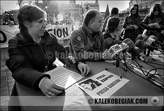 Rueda de prensa y concentración del comité de huelga de Metro Bilbao para pedir la dimisión de Prego.