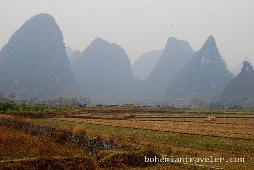 View of the limestone mountains of Guangxi
