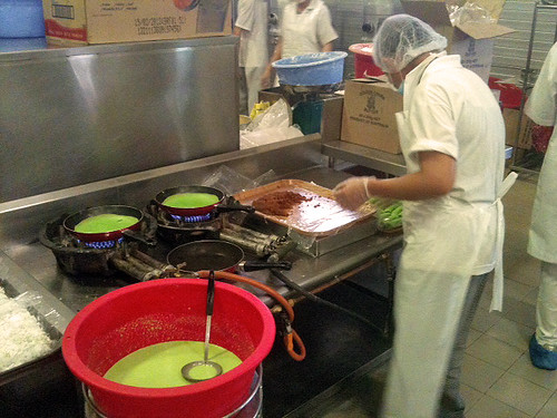 Kueh dadar is also made by hand