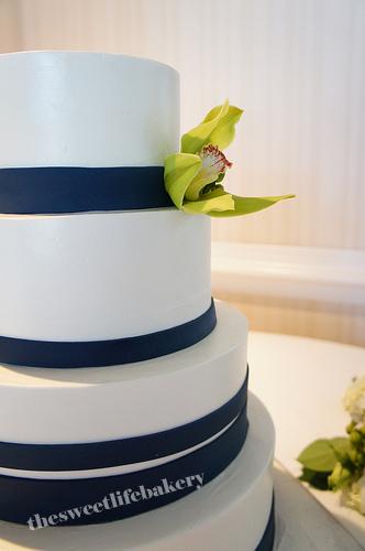 Elegant Navy Blue Wedding Cake A close up shot