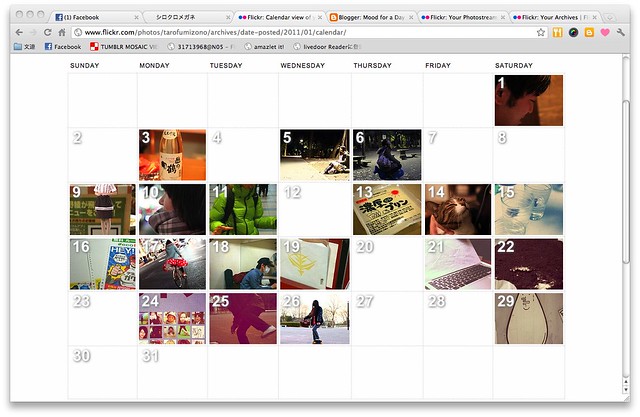 Flickr: Calendar view of your photos and videos posted in January 2011