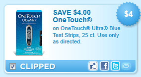 Onetouch Ultra Blue Test Strips, 25 Ct. Use Only As Directed. Coupon