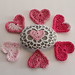 Beach Stone Heart surrounded by Crochet Hearts