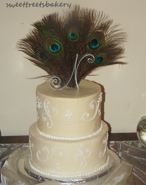peacock feather buttercream wedding cake Smooth buttercream wedding cake