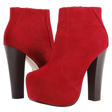 Victoria Hidden Platform Thick Heel Bright Ankle Boots RED