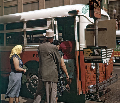 Bus stop in Houston 1956