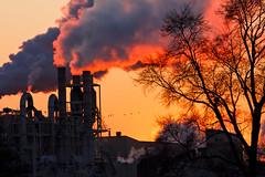 日落時分，來自玉米加工設施的空氣污染。2012年2月攝於伊利諾伊州Summit鎮（圖片由David Zembower提供）。