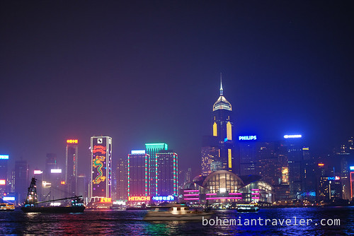 View of Hong Kong skyline at night
