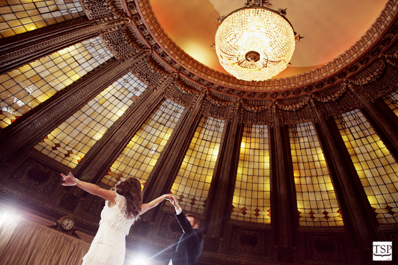 Bride and Groom in Arctic Club Dome Room