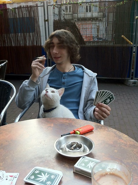 My mate smoking outside a coffee shop in amsterdamthe only pussy he got in 