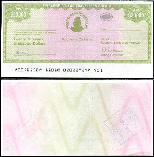 20 000 Dolárov Zimbabwe 2003, Pick 18