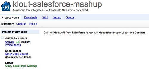 klout-salesforce-mashup - A mashup that integrates Klout data into Salesforce.com CRM. - Google Project Hosting