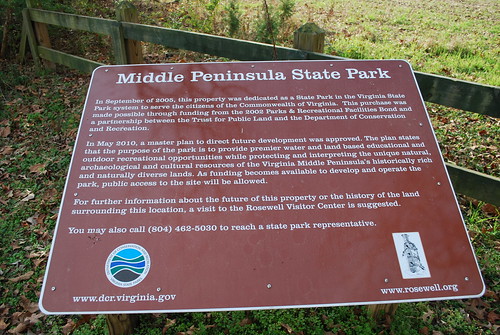 Middle Peninsula State Park is not yet open to the public.