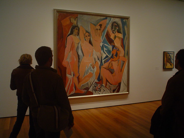 demoiselles d'avignon oil painting by the spanish artist pablo picasso in moms museum new york city usa