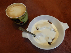 Pudding with brandy whipped cream