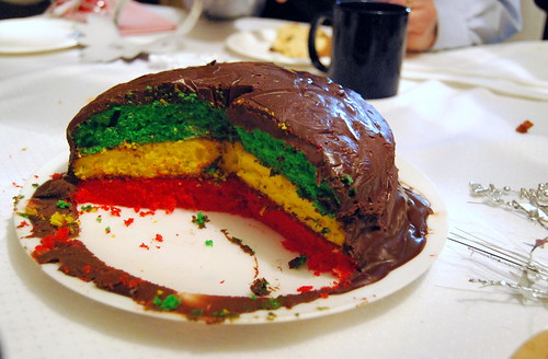 Inside of Italian Rainbow Cake