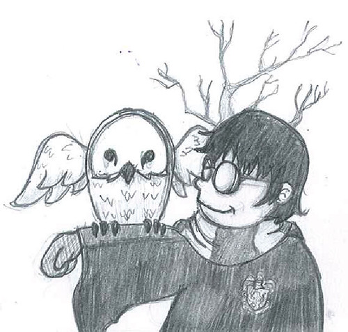 Sketch Harry Potter and Hedwig