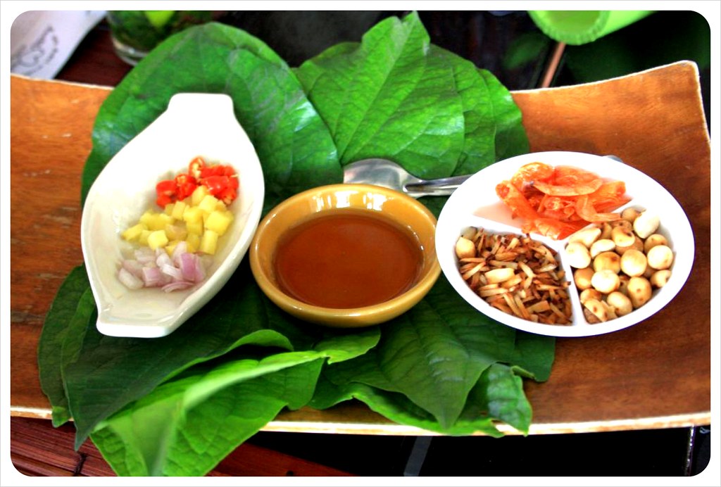 ingredients for thai leaf-wrapped snack