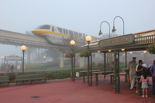 Foggy monorail entrance