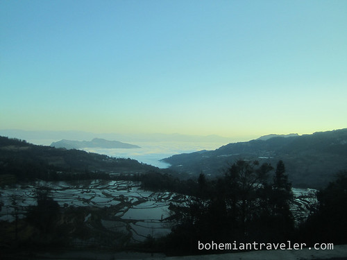 Yuanyang Rice Terraces around Xinjie China at dawn from bus