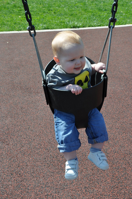 Lew's first time in a swing