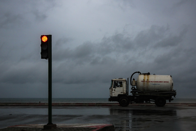 Stop Light, Septic Truck & the Sea