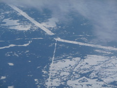 Icy Canada from above: enormous power lines