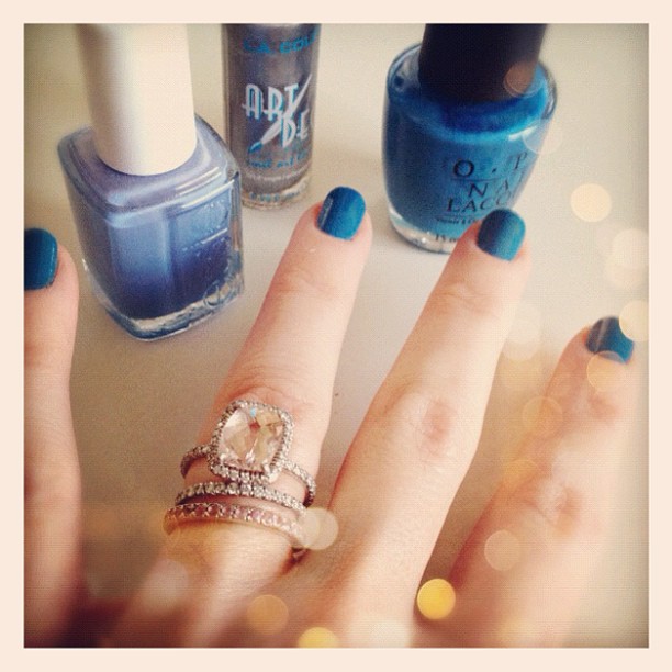 Feelin' blue... two more hues to go. #nails #manicure
