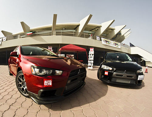 Kuwait Unlimited 2nd Auto and Motorcycle show: Two Mitsubishi Lancer Evolution X
