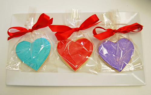 Valentine's Day fondant iced sugar cookies wrapped