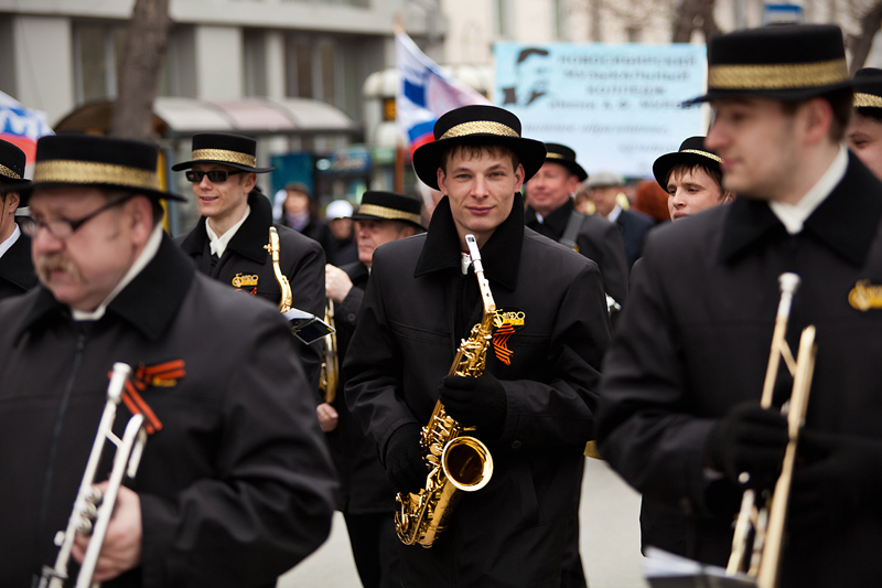 Репортажная фотосъемка, парад 1 мая, Новосибирск, Духовой оркестр