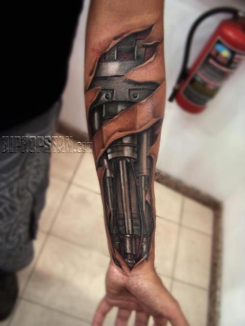 mechanical robot arm tattoo