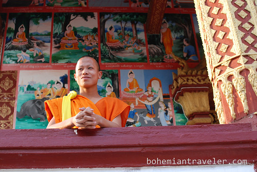 novice monk at Vat Manorom in Luang Prabang