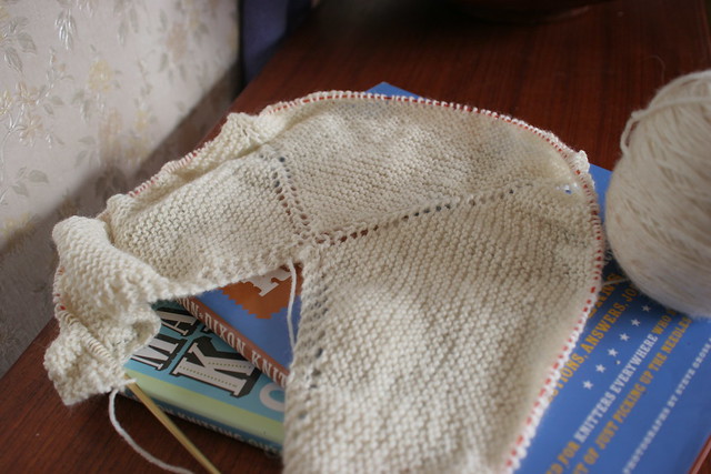 Yarn Along - Damson on my needles and Mason-Dixon Knitting in my Head