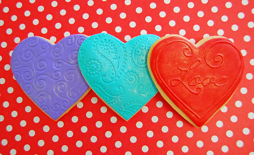 Valentine's Day fondant iced sugar cookies