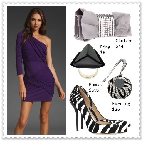 Purple Dress with Animal Print Accessories