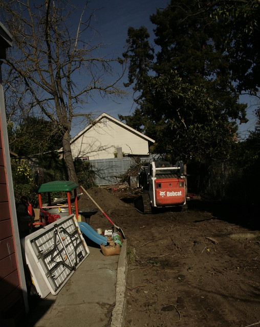 Backyard soil removal.