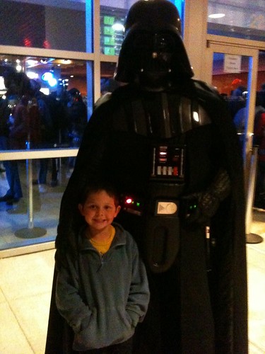 Zach With Darth Vader at Studio Movie Grill 2-11-12