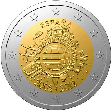 2 Euro Španielsko 2012, 10. výročie zavedenia Eura