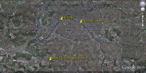 Plessis-Robinson in relation to central Paris (via Google Earth)