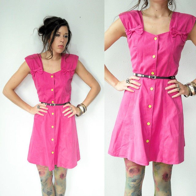 pink denim bow dress