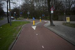 Rotterdam Cycle Track and Entrance to Petrol Station