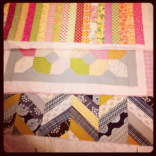 Goal: to quilt & bind 3 quilts tonight! The top one is already quilted!